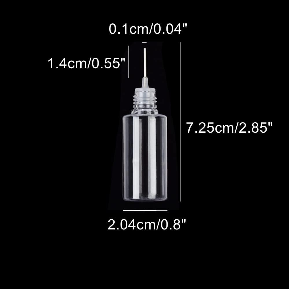 IUAQDP 10 Pieces 10ml/0.34oz Precision Tip Applicator Bottles, Transparent Empty Glue Dropper Bottle with Steel Needle & Sealing Cap, Plastic Squeezable Dispensing Needle Bottle for Oil Glue Ink