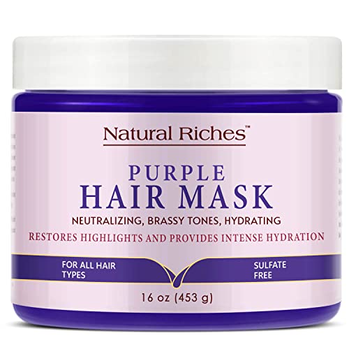 Natural Riches Purple Hair Mask and Blonde Toner for Bleached, Brassy, Platinum, Silver, Gray, or Ash Hair - Removes Yellow Tones - 16 Oz