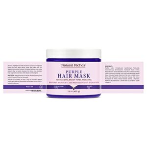 Natural Riches Purple Hair Mask and Blonde Toner for Bleached, Brassy, Platinum, Silver, Gray, or Ash Hair - Removes Yellow Tones - 16 Oz