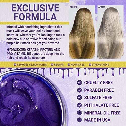 Natural Riches Purple Hair Mask and Blonde Toner for Bleached, Brassy, Platinum, Silver, Gray, or Ash Hair - Removes Yellow Tones - 16 Oz