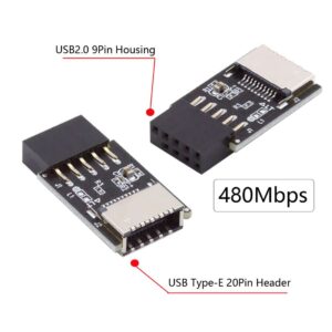 chenyang USB 2.0 9Pin Male to USB 3.1 Type E Key-A Female Front Panel Socket to 9Pin Mainboard Header Extension Adapter