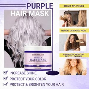 Natural Riches Purple Hair Mask and Blonde Toner for Bleached, Brassy, Platinum, Silver, Gray, or Ash Hair - Removes Yellow Tones - 16 Oz