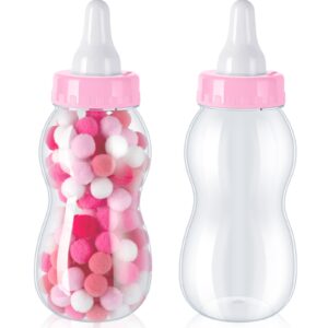 2 pcs baby bottle candy 11 x 4 inch baby bottle bank jumbo baby shower bottles plastic baby bottle piggy bank for baby shower party games favor gift decor (pink)