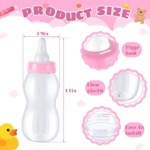 2 Pcs Baby Bottle Candy 11 x 4 Inch Baby Bottle Bank Jumbo Baby Shower Bottles Plastic Baby Bottle Piggy Bank for Baby Shower Party Games Favor Gift Decor (Pink)