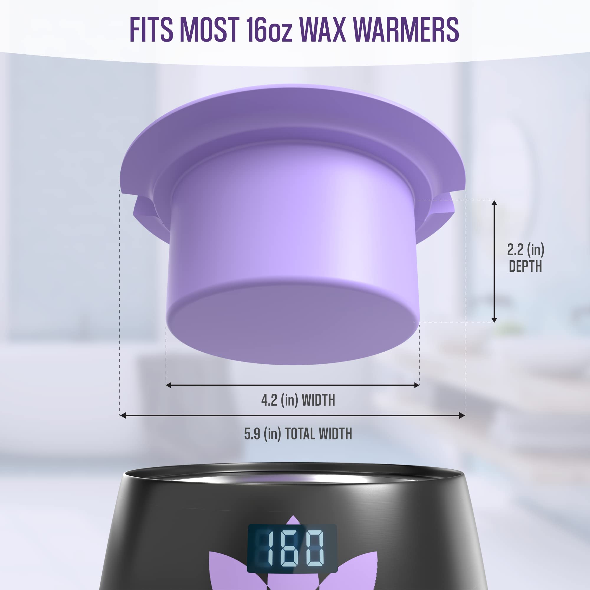 Tress Wellness Wax Warmer Silicone Liner (Purple) - Easy to Clean Silicone Wax Warmer Bowls with 2x Silicone Spatulas Compatible with 16oz Electric Waxing Kit - Silicone Wax Pot melting Wax Bowl