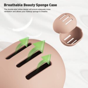 BEZOX Makeup Sponge Holder, Breathable Beauty Sponge Holder for Travel, Cute Make Up Blender Silicone Case - Khaki