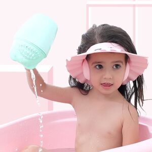 Baby Shower Cap Toddler Bath Hat Adjustable Shampoo Cap Waterproof Bath Cap with Ear Protection Safe Shower Visor Soft EVA Washing Hair Shield Hat for Infants Kids Children Boys Girls 6 Months-6 Years