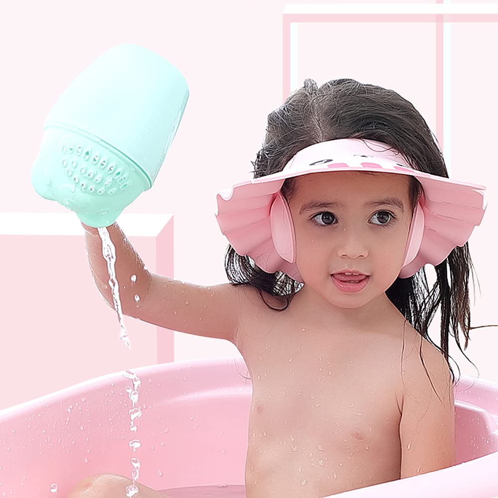 Baby Shower Cap Toddler Bath Hat Adjustable Shampoo Cap Waterproof Bath Cap with Ear Protection Safe Shower Visor Soft EVA Washing Hair Shield Hat for Infants Kids Children Boys Girls 6 Months-6 Years