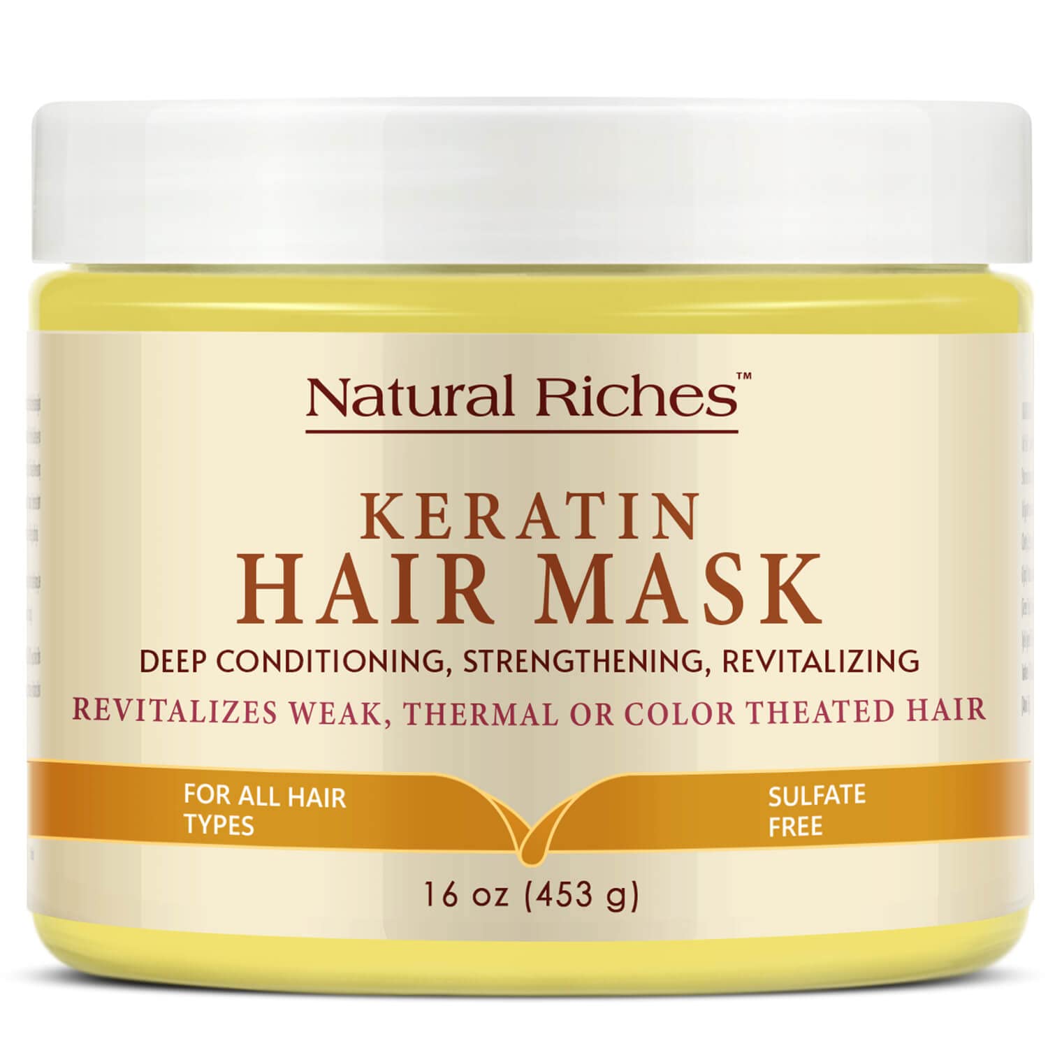 Natural Riches Keratin Hair Mask - Reviving Treatment for Dry, Damaged Hair - 16 oz