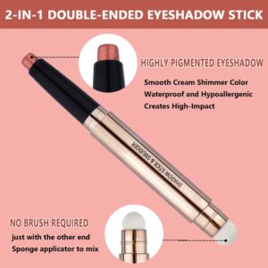 2 in 1 Orange Copper Eyeshadow Pencil, Cream Smooth Shimmer Eyeshadow Stick Crayon, Hypoallergenic Multi-Dimensional Waterproof Long Lasting Eye Shadow Highlighter Stick Eye Liner(Copper Shimmer #05)