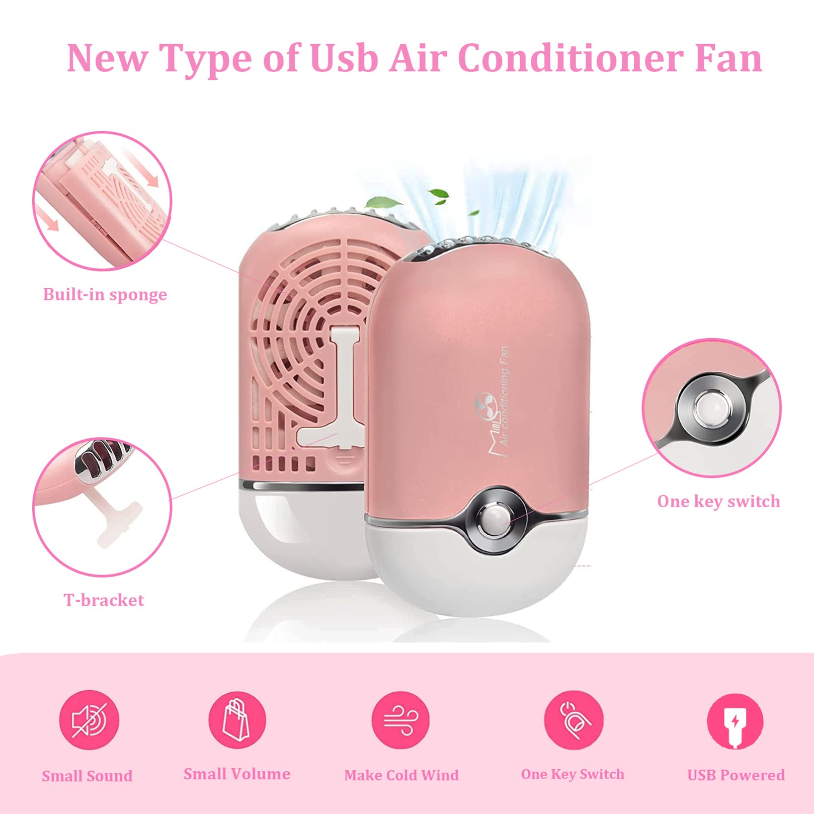 TOEDO USB Mini Lash Fan Dryer Handheld Air Conditioning Blower with Built in Sponge for Eyelash Extension