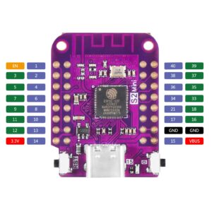 MELIFE 3pcs ESP32 S2 Mini WiFi Board Based ESP32-S2FN4R2 ESP32-S2 4MB Flash Type-C Connect Compatible with MicroPython