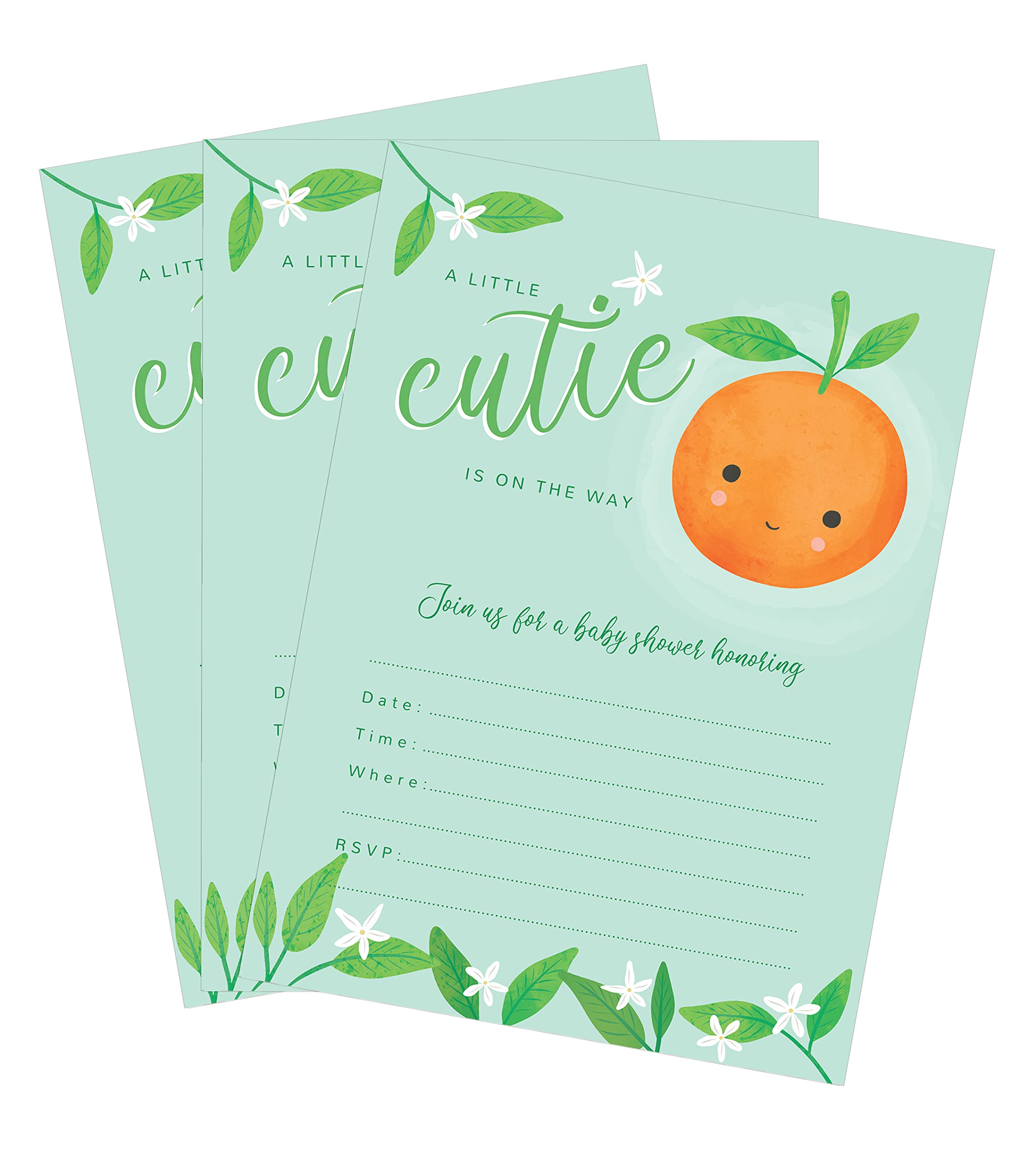 Wish Clover Little Cutie Baby Shower Invitations Fill-In Style (24-Count) Envelopes Included