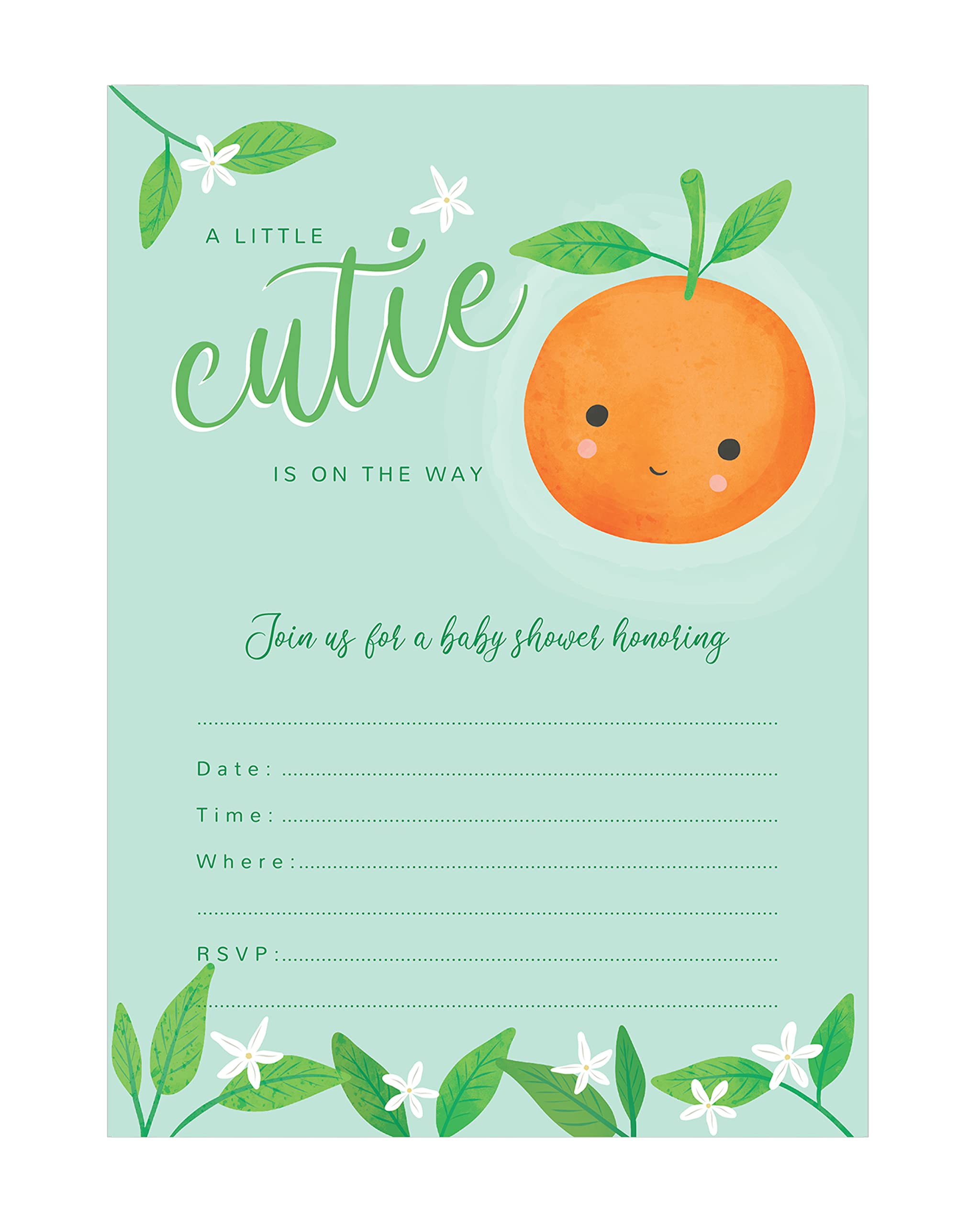 Wish Clover Little Cutie Baby Shower Invitations Fill-In Style (24-Count) Envelopes Included