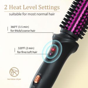 WEEYUM Mini Curling Iron Brush 1 Inch, Tourmaline Ceramic Barrel for Travel, Anti-scald Hair Curler Brush with Extra Long Cord, 2 Temperature Settings for Short Hair/Shoulder Hair