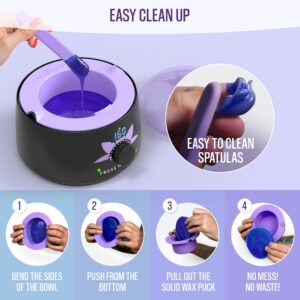 Tress Wellness Wax Warmer Silicone Liner (Purple) - Easy to Clean Silicone Wax Warmer Bowls with 2x Silicone Spatulas Compatible with 16oz Electric Waxing Kit - Silicone Wax Pot melting Wax Bowl