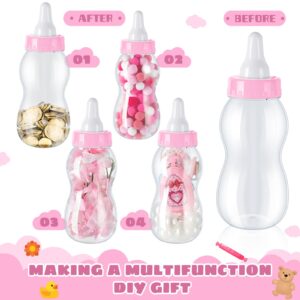 2 Pcs Baby Bottle Candy 11 x 4 Inch Baby Bottle Bank Jumbo Baby Shower Bottles Plastic Baby Bottle Piggy Bank for Baby Shower Party Games Favor Gift Decor (Pink)