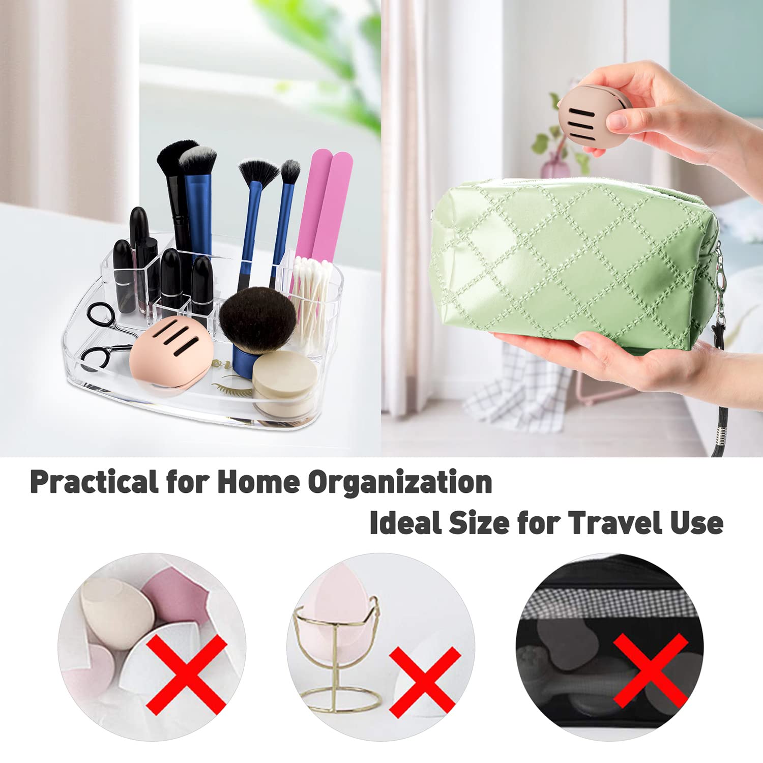 BEZOX Makeup Sponge Holder, Breathable Beauty Sponge Holder for Travel, Cute Make Up Blender Silicone Case - Khaki