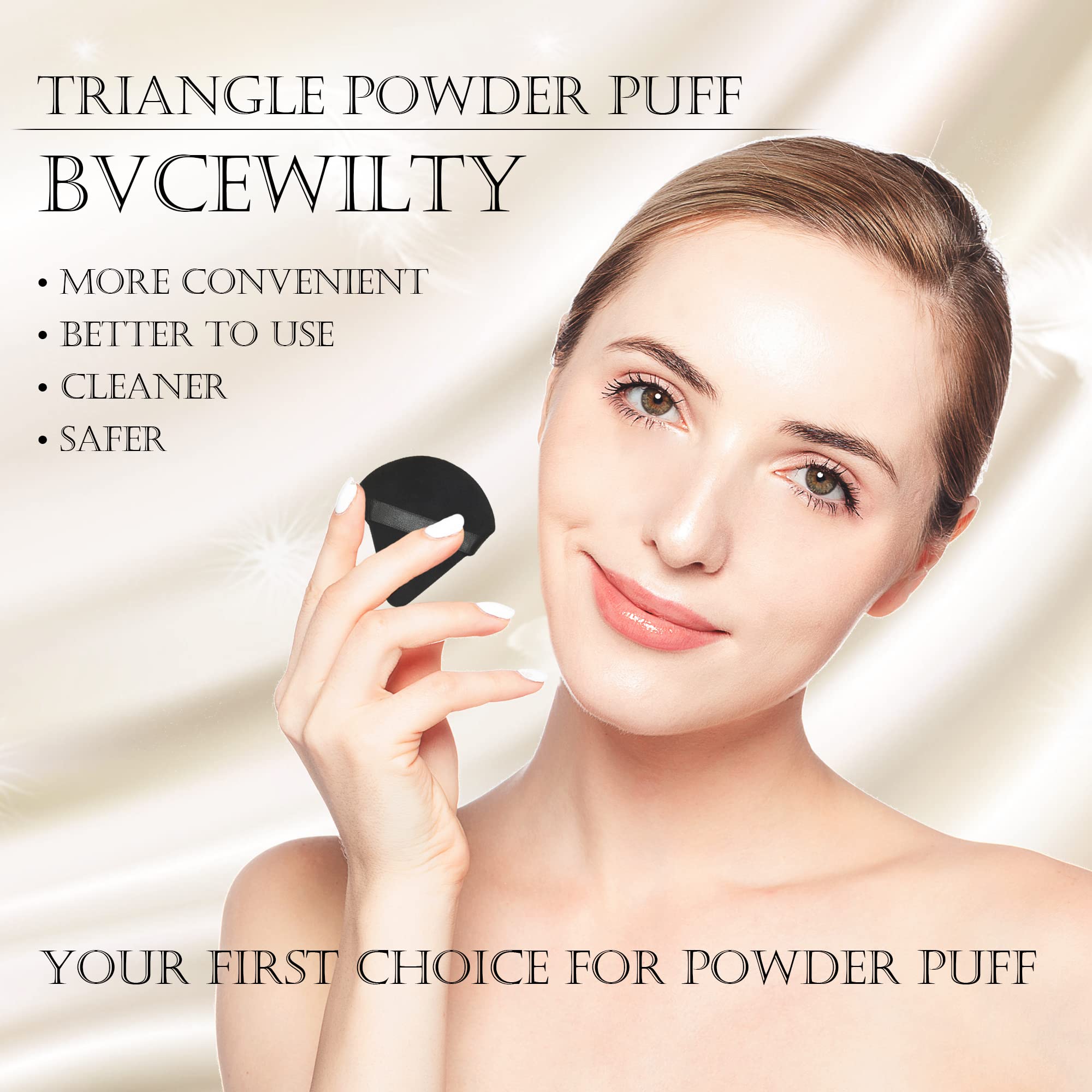 Triangle Powder Puff, Bvcewilty 6 Pieces Soft Velour Makeup Puff for Loose and Body Powder