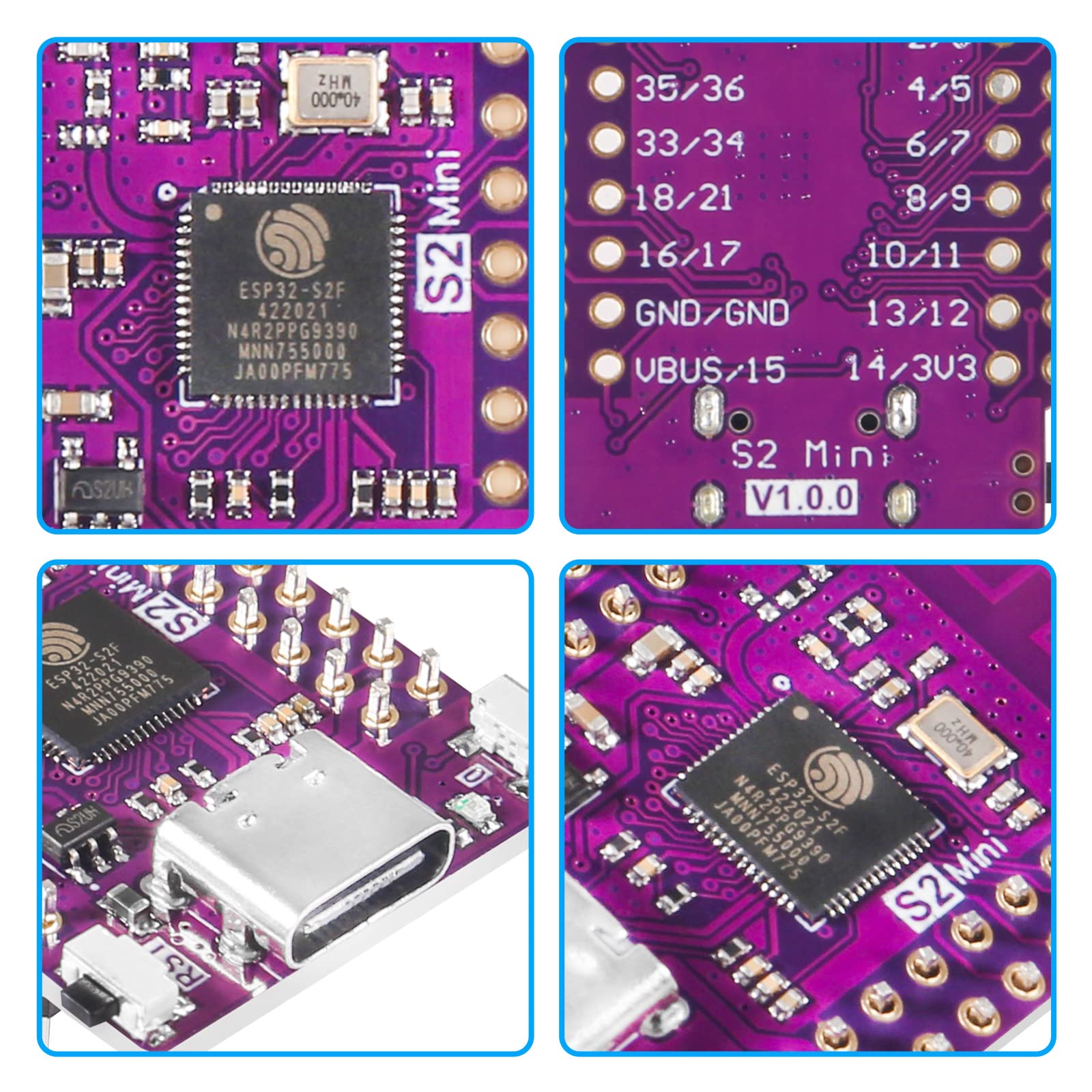 MELIFE 3pcs ESP32 S2 Mini WiFi Board Based ESP32-S2FN4R2 ESP32-S2 4MB Flash Type-C Connect Compatible with MicroPython