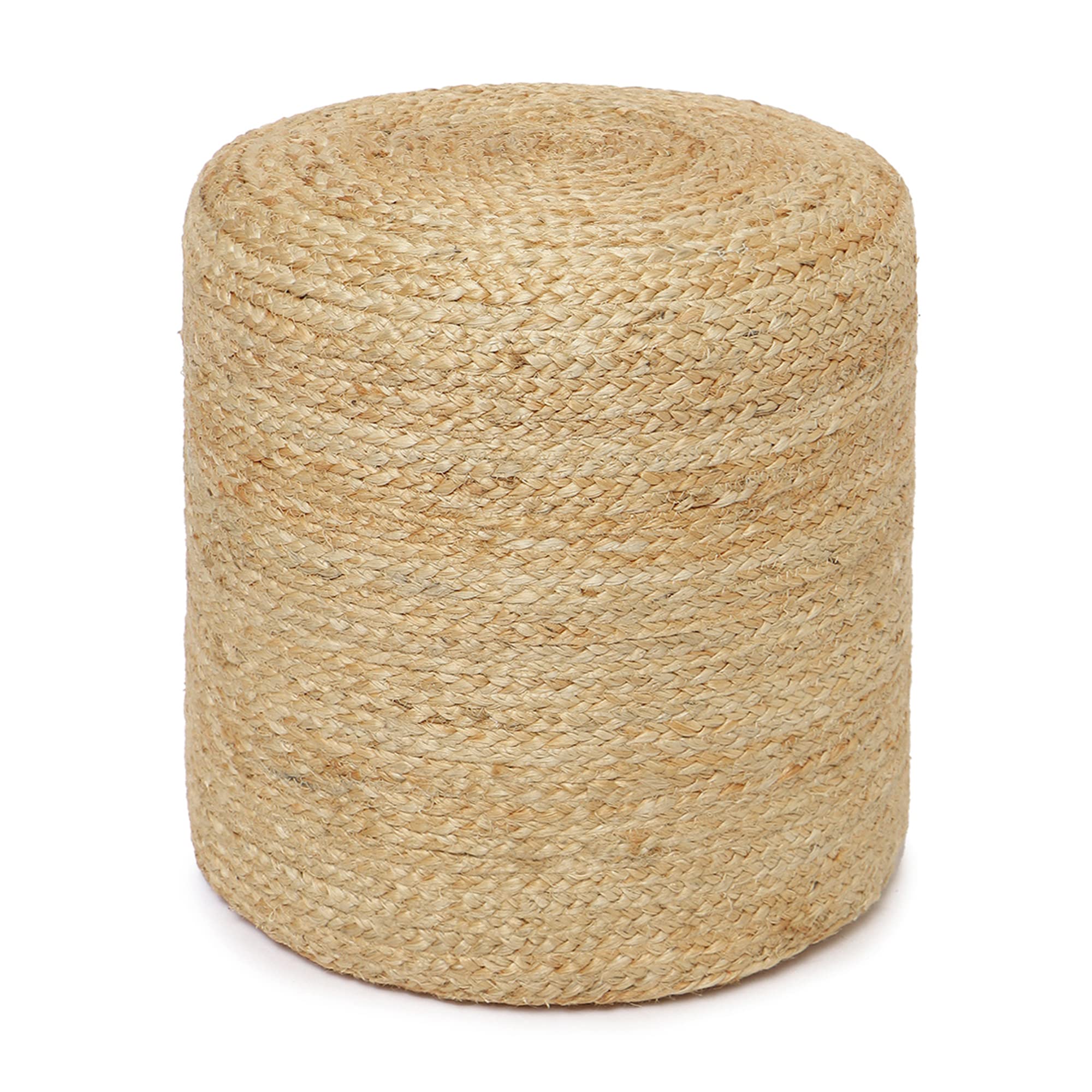 REDEARTH · Cylindrical Pouf Ottoman - Braided Pouffe Accent Sitting Round Footrest for Living Room, Bedroom, Nursery, kidsroom, Patio, Gym; 100% Jute (14.5"X14.5"X16"; Natural)