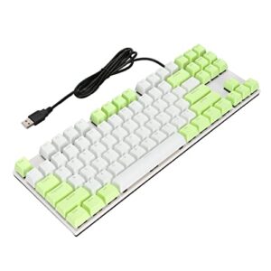 Mechanical Keyboard, 87 Keys Backlight Design Gaming Keyboard, 2 Color Injection Molding Floating Keycaps, Compact Keyboard with Dustproof Blue Switches for Gamers Typists Plug and Play(Green White)