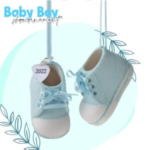 Baby Boy Shoe Personalized Ornament Babys First Christmas Ornament 2022 Blue Booties for New Parents, Birth, Baby Shower, Babys First Christmas Ornament 2022 Can be Personalized - with Gift Box