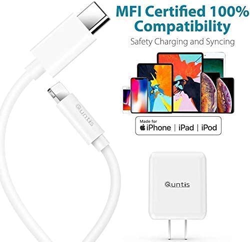 iPhone Super Fast Charger [Apple MFi Certified], Quntis 2Pack 20W iPhone High Speed Type C Rapid Charger Plug with 6FT C to Lightning Cable for iPhone 14 13 12 11 XS Pro Max XR iPad Pro AirPods, White