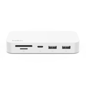 belkin usb-c 6-in-1 multiport hub with mount - usb hub - usb c docking station with micro sd card reader - powered usb hub - compatible with macbook, chromebook, imac, pc & other usb-c devices