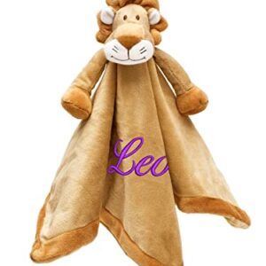 Personalized Baby Lovey Lion Gift for Her, for Him, Soft Unisex Toy - Cute Custom Embroidery Security Snuggle Comforter Blanket