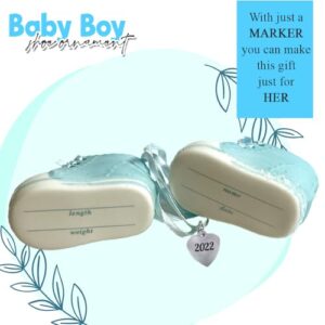 Baby Boy Shoe Personalized Ornament Babys First Christmas Ornament 2022 Blue Booties for New Parents, Birth, Baby Shower, Babys First Christmas Ornament 2022 Can be Personalized - with Gift Box