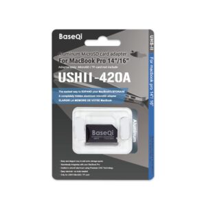 BASEQI UHS-II Aluminum microSD Adapter for 2021 M1 MacBook Pro 14 & 16” (Space Gray)