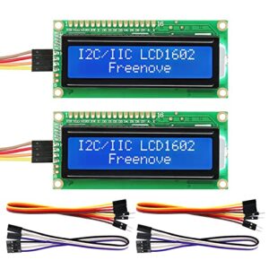 freenove i2c lcd 1602 module (2 pack), new type iic twi serial 16x2 display, compatible with arduino raspberry pi pico esp32 esp8266