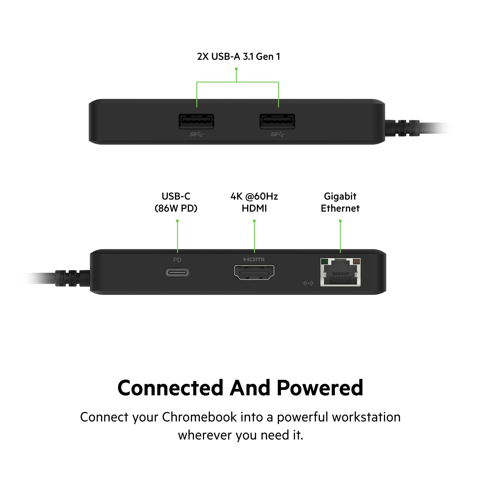 Belkin 5-in-1 Powered USB-C & USB Hub, USB-C Docking Station w/ 2 USB-A Ports, 1 USB-C Port, Ethernet, & 4K HDMI Port, Compatible with MacBook, Chromebook & Other USB-C Devices