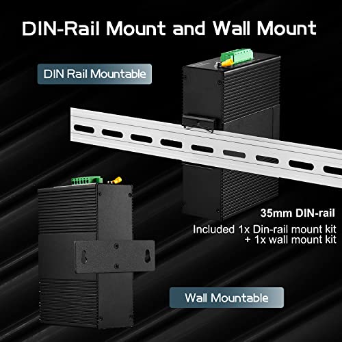 Binardat 8 Port Gigabit PoE Din Rail Industrial Ethernet Switch, 8 PoE IEEE802.3af/at, 16Gbps Switching Capacity, with One 96W PoE Power Supply