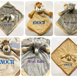 Personalized Baby Lovey Lion Gift for Her, for Him, Soft Unisex Toy - Cute Custom Embroidery Security Snuggle Comforter Blanket