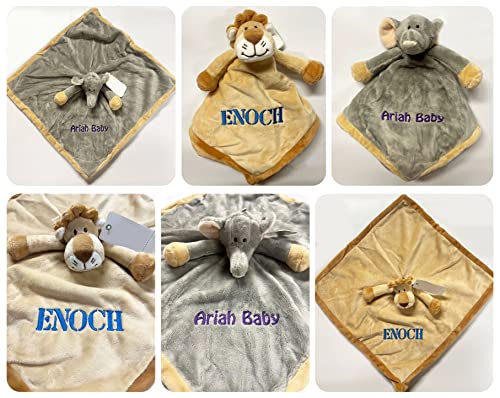 Personalized Baby Lovey Lion Gift for Her, for Him, Soft Unisex Toy - Cute Custom Embroidery Security Snuggle Comforter Blanket