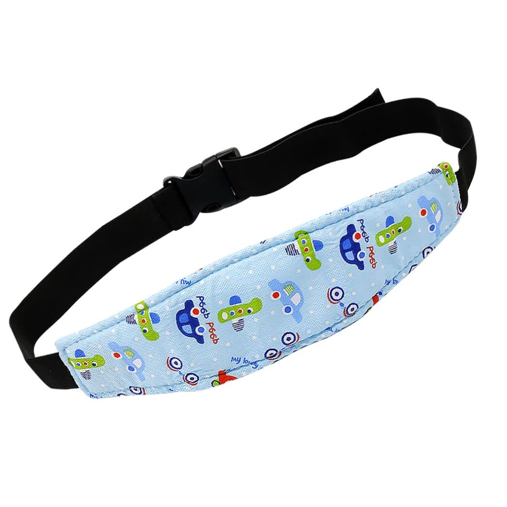 Baby Carseat Head Support Band, Car Seat Head Support for Toddler Head Band Strap Headrest Stroller Carseat Sleeping Baby Carseat Head Support for Toddler Kids Children Child Infant (Blue Car)