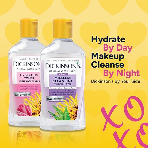 Dickinson's Micellar Cleansing Witch Hazel, An All-in-1 Makeup Remover, Pore Refiner, Skin Cleanser and Toner; Alcohol Free with Aloe, for Sensitive Skin, 16oz