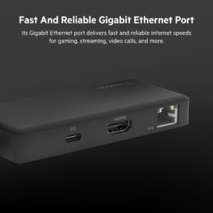 Belkin 5-in-1 Powered USB-C & USB Hub, USB-C Docking Station w/ 2 USB-A Ports, 1 USB-C Port, Ethernet, & 4K HDMI Port, Compatible with MacBook, Chromebook & Other USB-C Devices