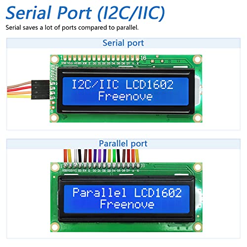 FREENOVE I2C LCD 1602 Module (2 Pack), New Type IIC TWI Serial 16x2 Display, Compatible with Arduino Raspberry Pi Pico ESP32 ESP8266