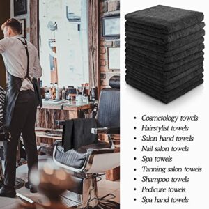 40 Pack Bleach Proof Towels Microfiber Absorbent Salon Towels Bleach Resistant Hair Towel Quick Dry Hand Towels Bulk 16 x 29 Inches for Gym, Bath, Spa, Shaving, Barber (Black)