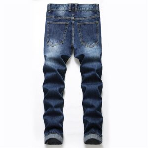 Men's Lightweight Hip Hop Jeans Ripped Straight Leg Washed Denim Jeans Vintage Stretch Distressed Jean Pants (Dark Blue,30)