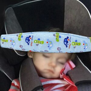 Baby Carseat Head Support Band, Car Seat Head Support for Toddler Head Band Strap Headrest Stroller Carseat Sleeping Baby Carseat Head Support for Toddler Kids Children Child Infant (Blue Car)