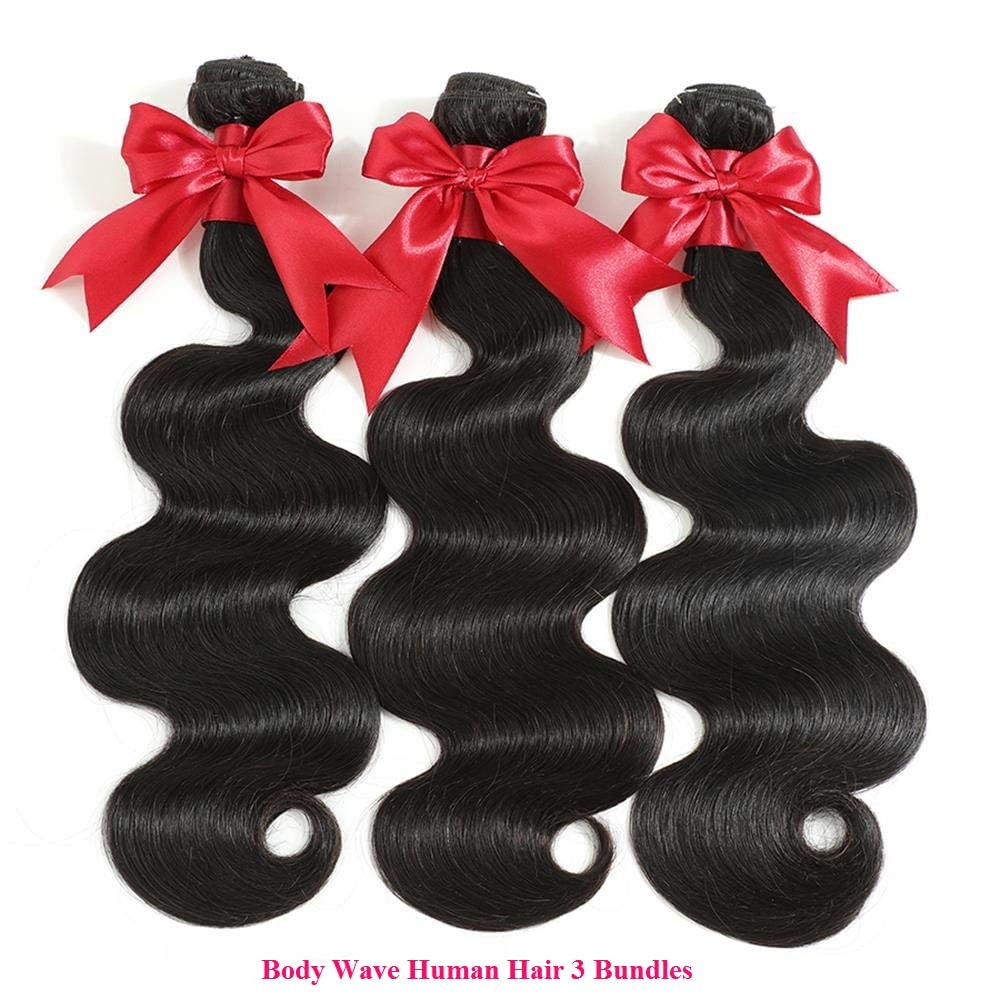 10A Brazilian Body Wave Bundles Human Hair 18 20 22 Inch 100% Unprocessed Human Hair Bundles Body Wave Remy Virgin Hair Weave Bundles Human Hair 3 Bundles 1B Black