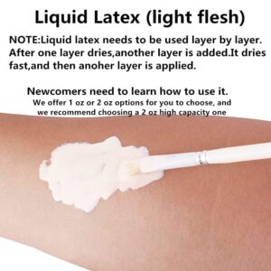 Go Ho Liquid Latex SFX Makeup(1 oz),Halloween Monster Zombie Makeup,Quick Drying Multi-Purpose Liquid Face Paint for Scar Wound Peeling Skin Wrinkles Stipples Burns Blisters,Light Flesh