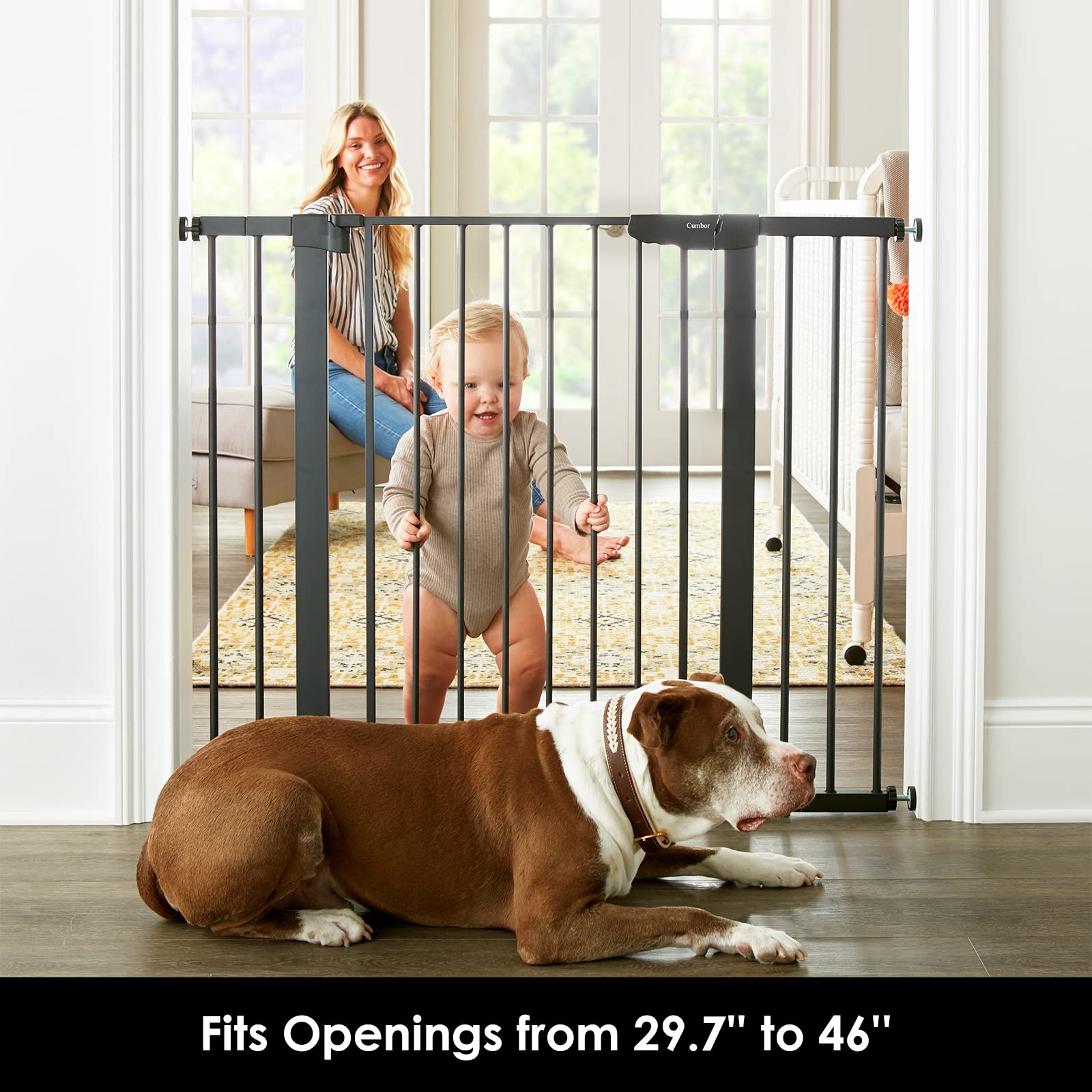 Cumbor 36" Extra Tall, 29.7"- 46" Width Baby Gate for Dogs and Kids & Cumbor 30.5" Tall 29.7"-46" Width Dog Baby Gate for House, Stairs, Doorways