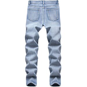 Men's Ripped Distressed Jeans Destroyed Slim Fit Skinny Stretchy Denim Pants Vintage Hip Hop Washed Holes Jean (Light Blue,38)