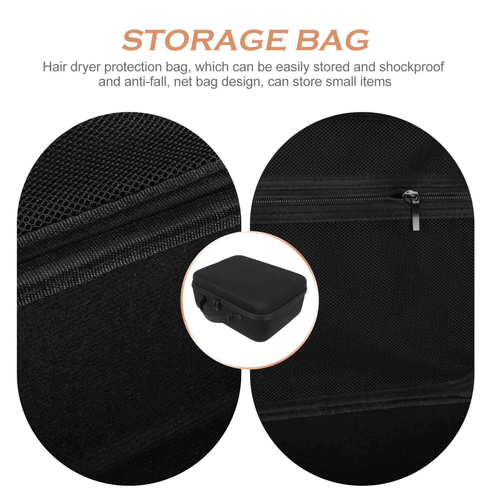 SOLUSTRE Black Hard Hair Dryer Storage Box Lightweight EVA Carrying Case Cover Hard Shell Hard Travel Case Storage Bag Hair Dryer Hard Travel Storage Case for Hair Dryer