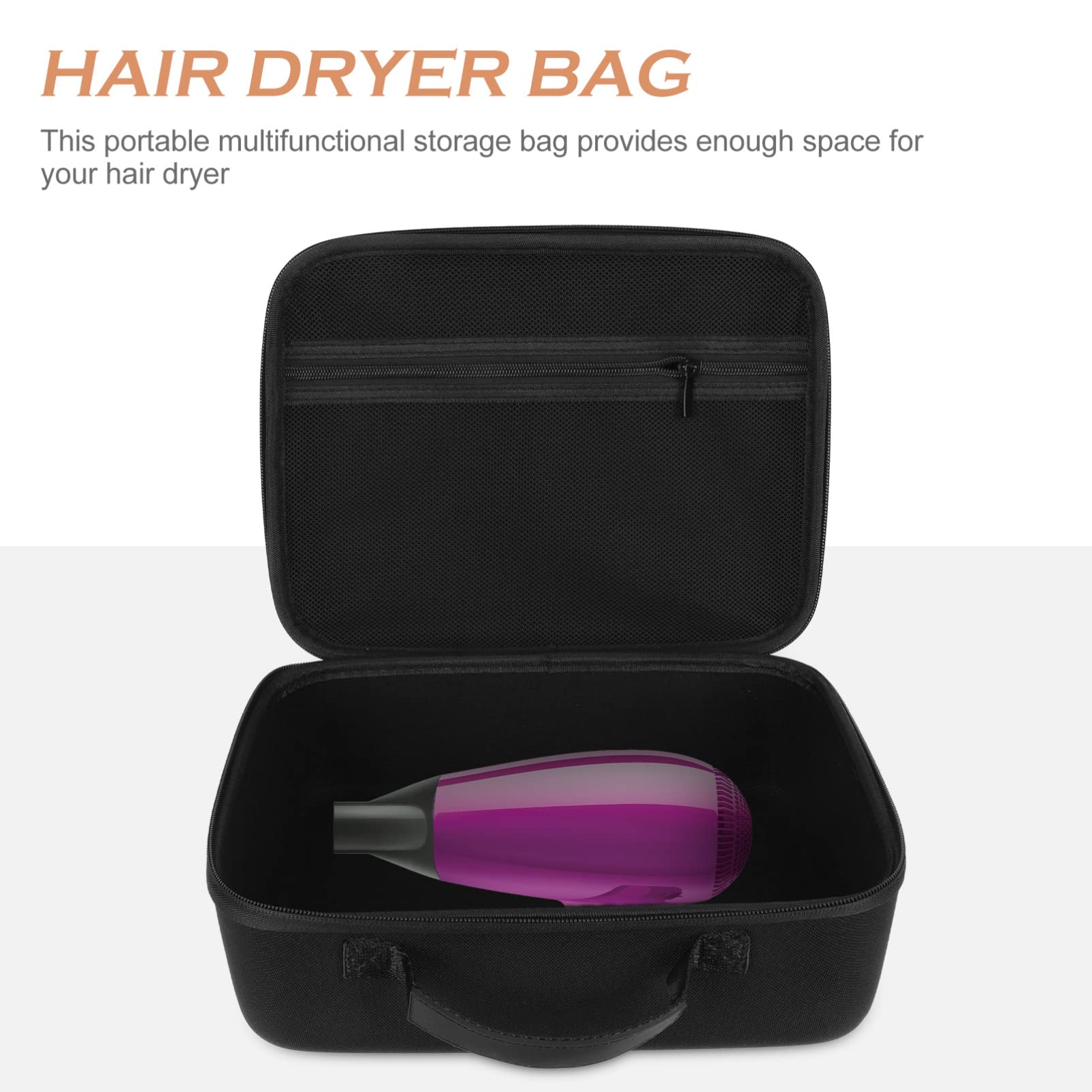 SOLUSTRE Black Hard Hair Dryer Storage Box Lightweight EVA Carrying Case Cover Hard Shell Hard Travel Case Storage Bag Hair Dryer Hard Travel Storage Case for Hair Dryer